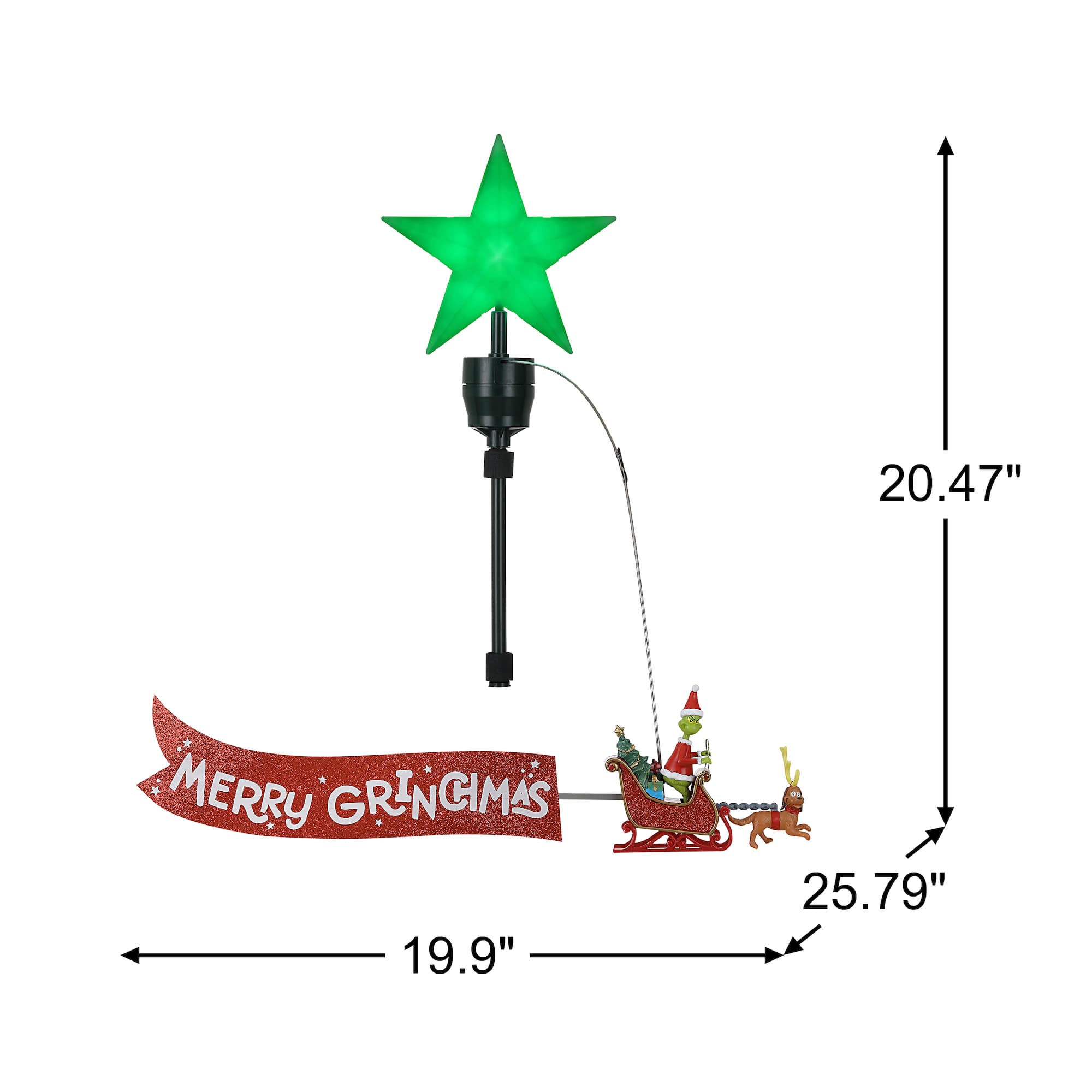 Mr. Christmas Animated Grinch Sleigh Tree Topper with Banner